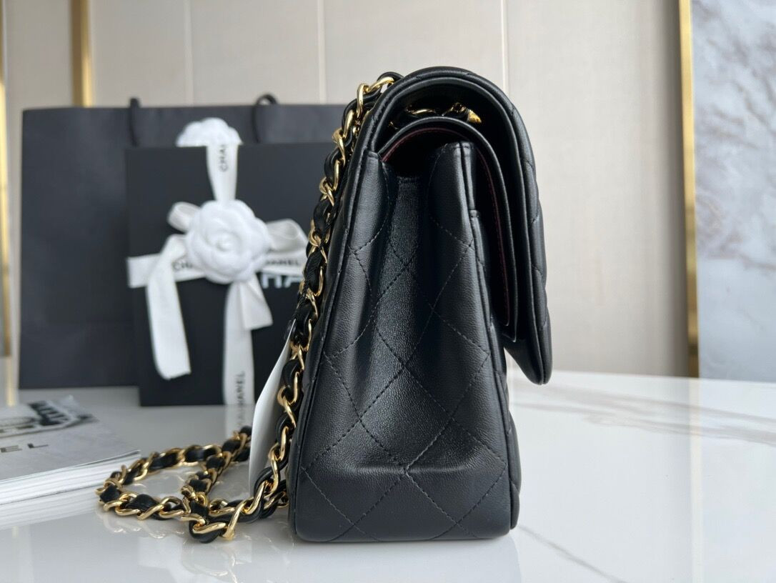 Ch*el classic flap jumbo 30cm cf shiny black 7.6 × 11.7 × 3.9 in