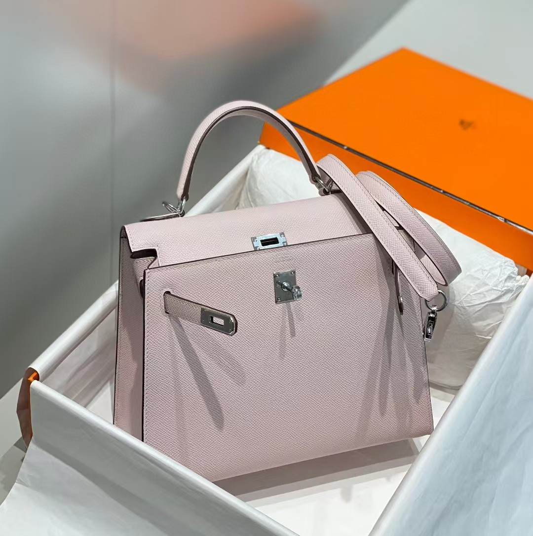 HERMÈS Kelly Silver-tone Hardware 25