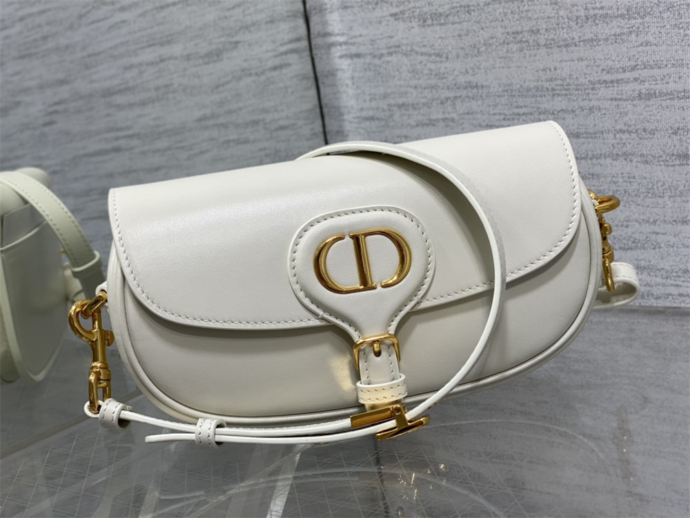 D*or bobby east-west bag latte box calfskin white
