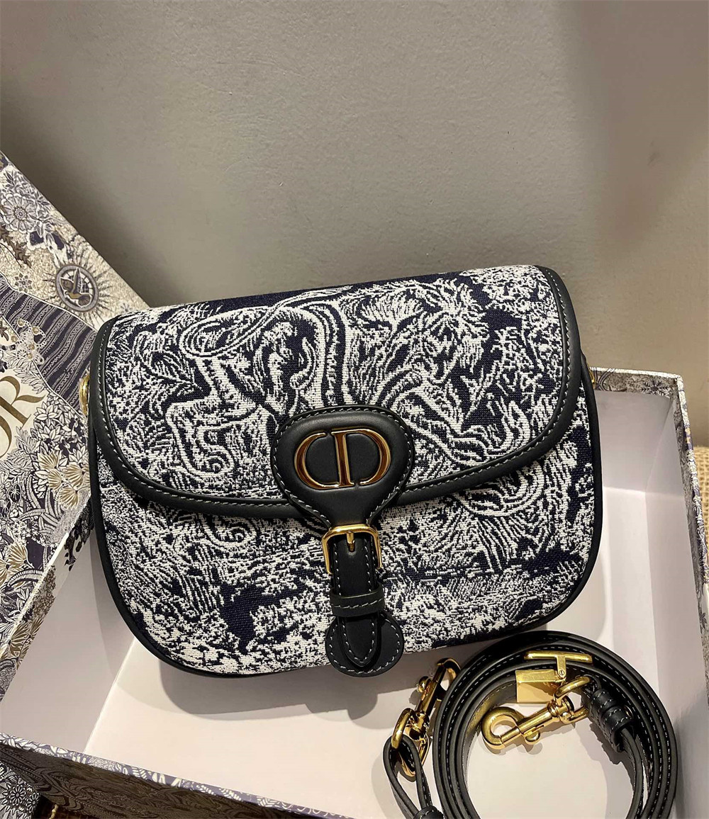 medium D*or bobby bag white black D*or oblique jacquard