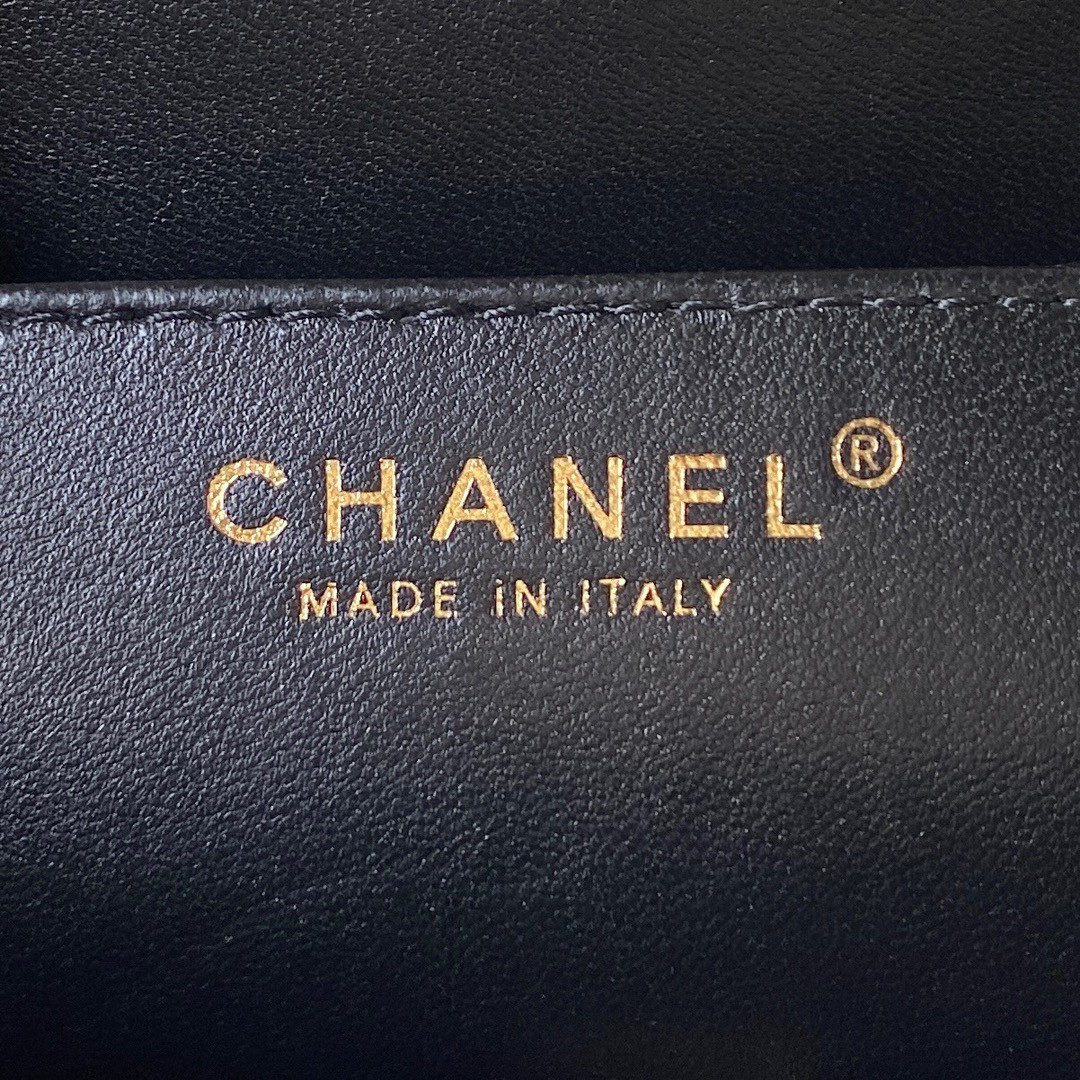 Ch*el baguette bag black 17.5×20×5cm