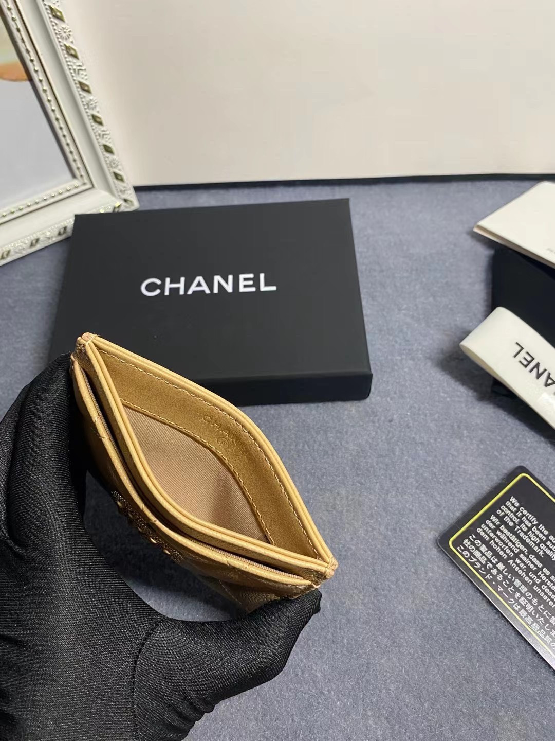 Ch*el card holder 11.2×7.5×0.5cm