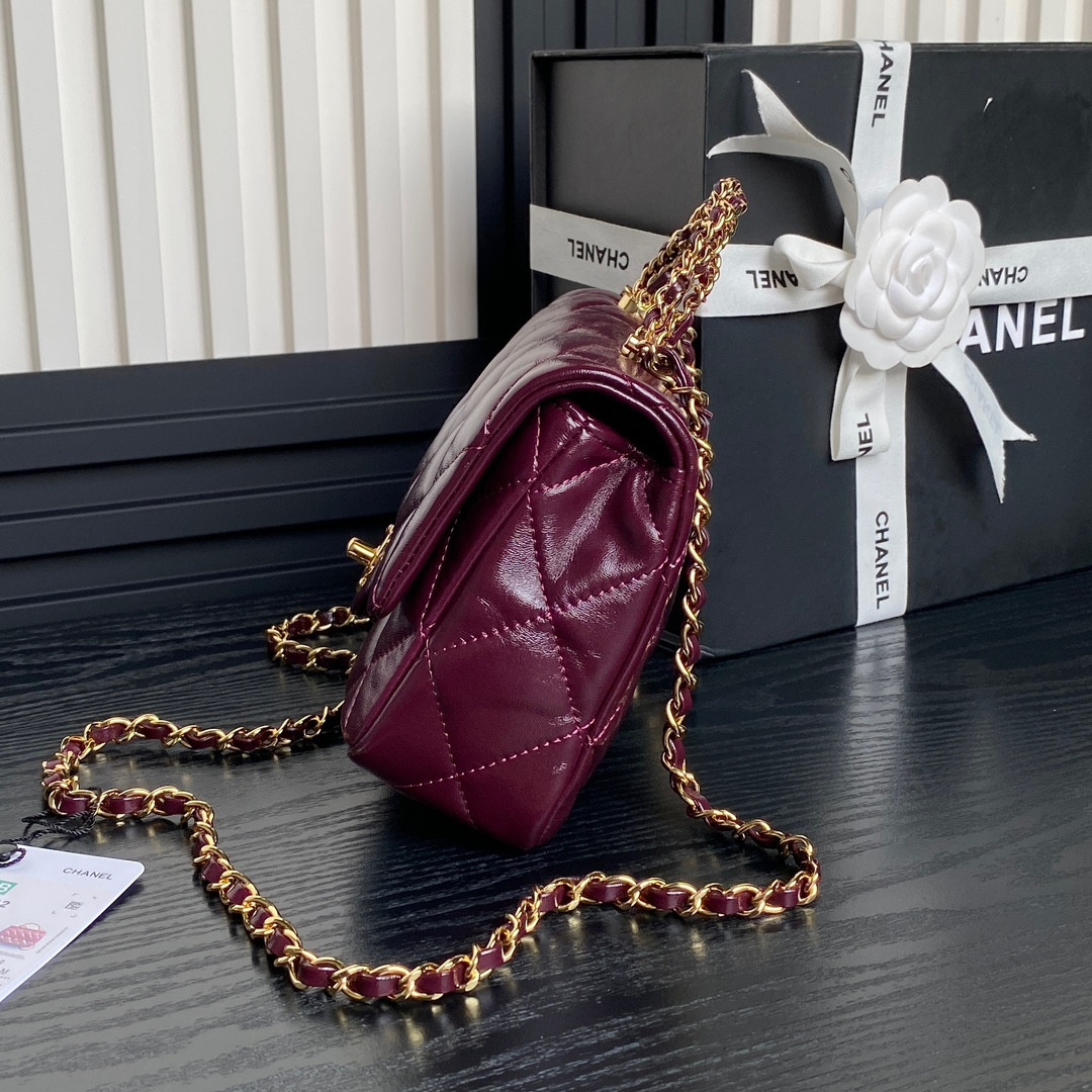 Ch*el mini flap bag with top handle 14×19×8.5cm