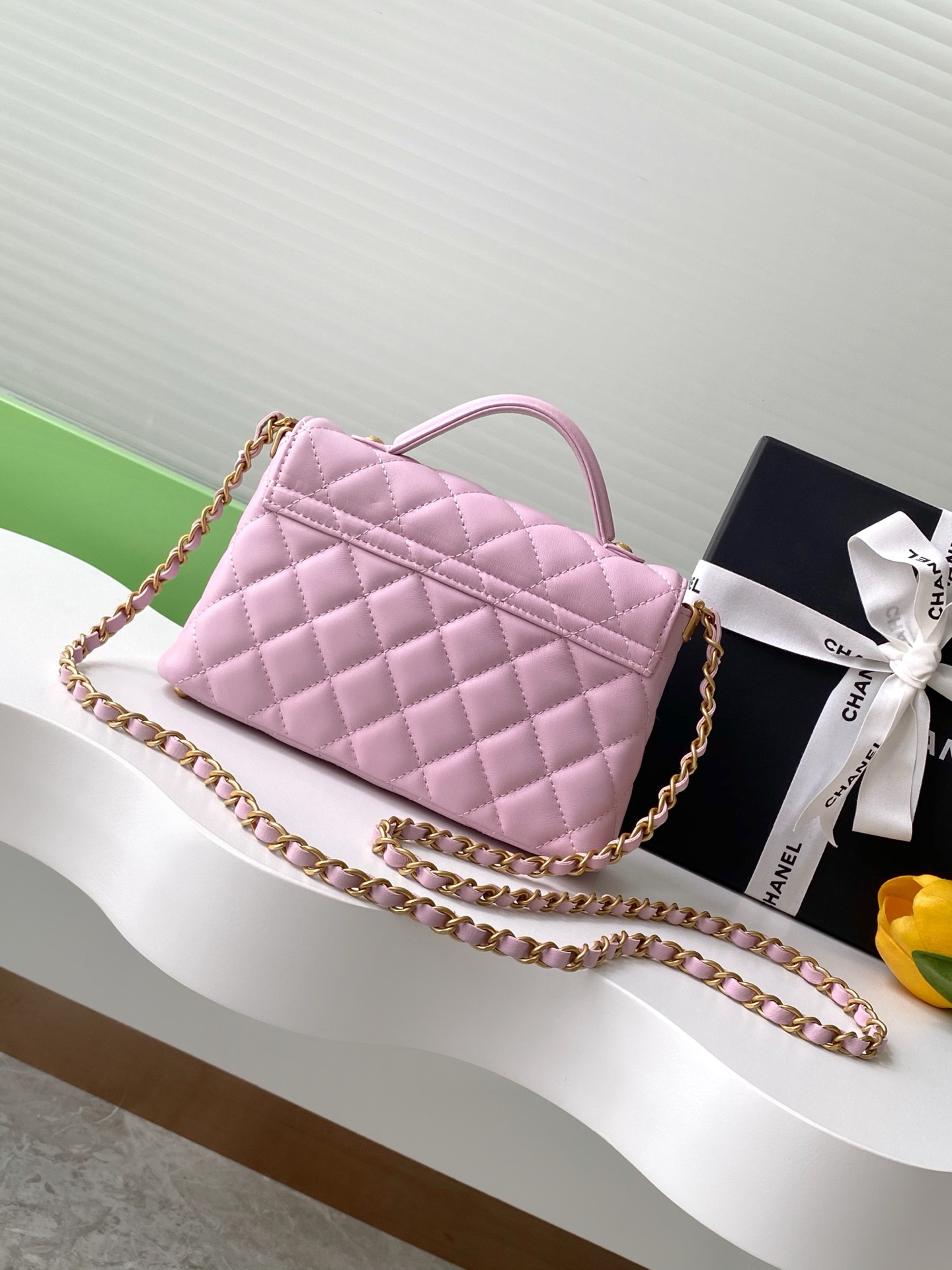 Ch*el small top handle flap bag as5355 11.5 x 22 x 6cm
