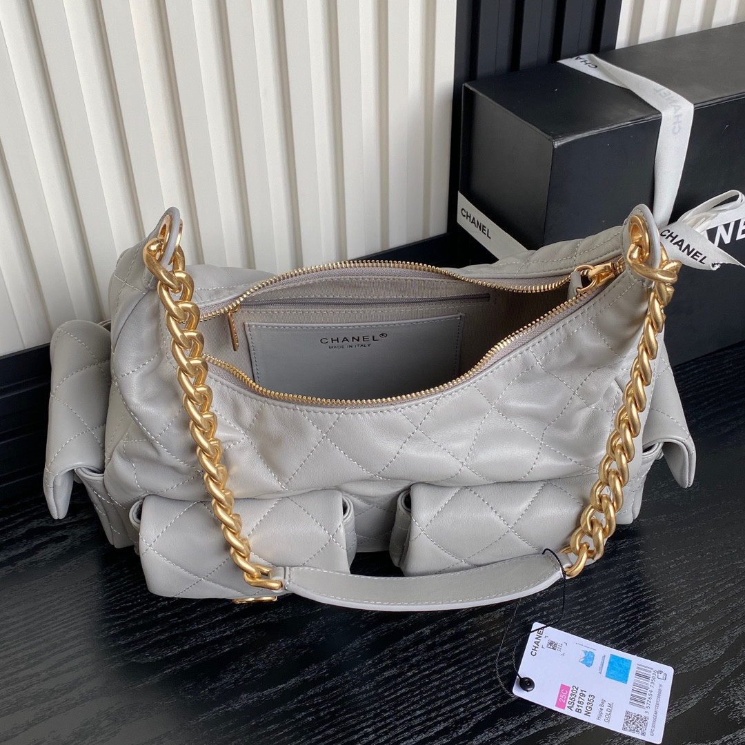 Ch*el 25c maxi hobo bag 27×35×18cm
