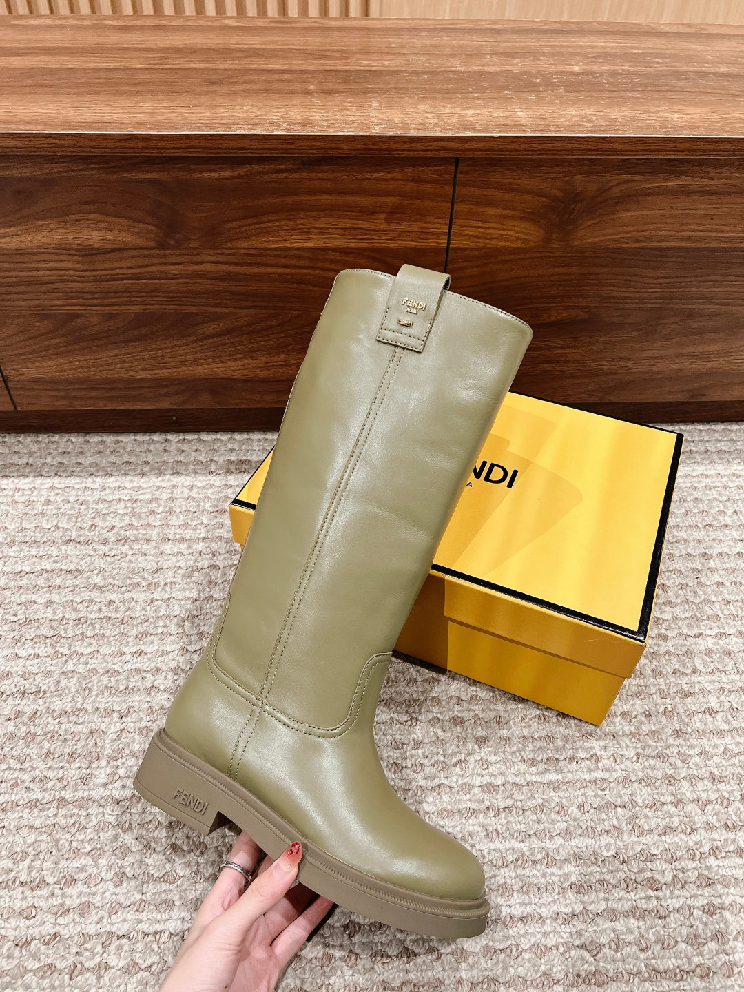 ua F**di filo green leather boots