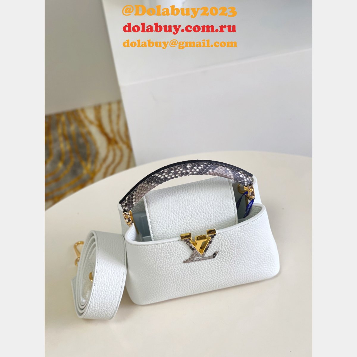 Louis Vuitton AAA Replica Designer Capucines Mini White M97980/M55921 Bag
