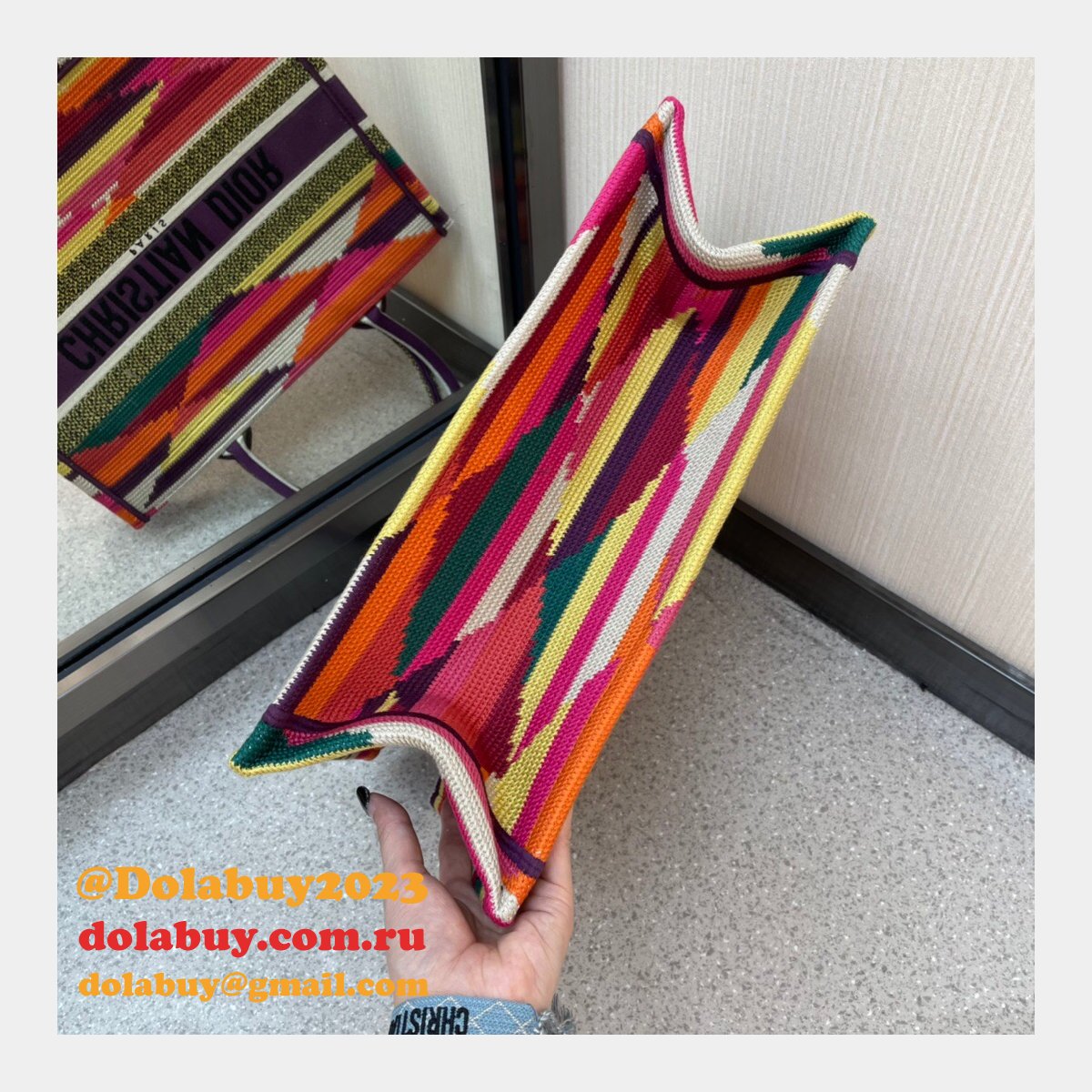 Replica Dior Oblique Book Tote Termurah Multicolor AAA+ Bag