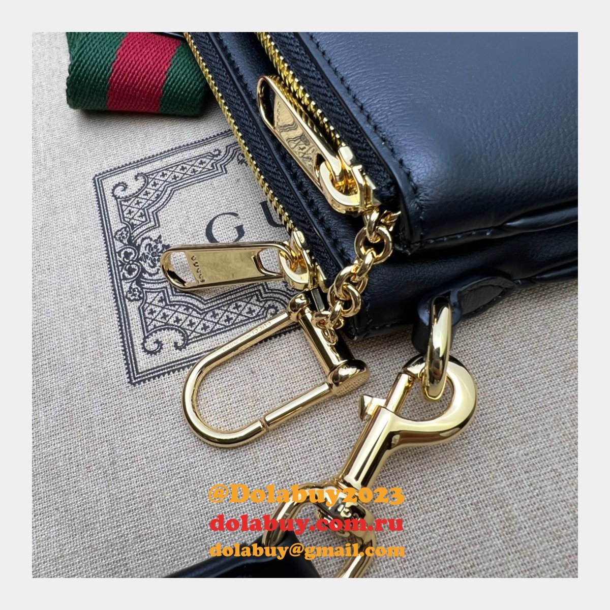 G*u*i 724599 blondie 1:1 mirror black 7 star bag