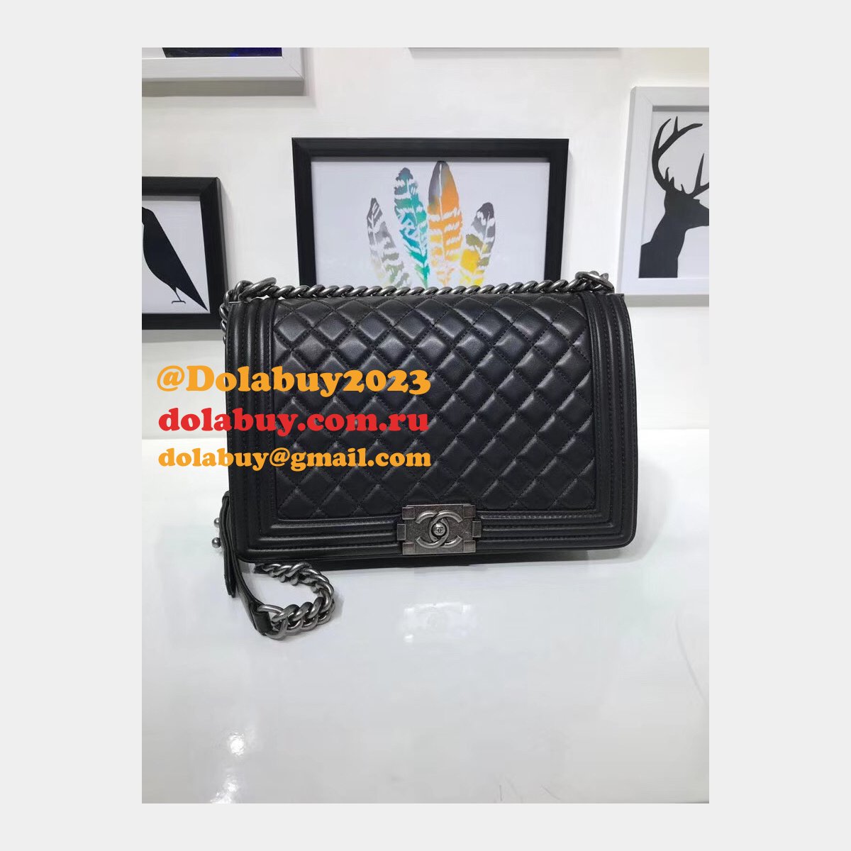 Fake CC Le Boy Cheap Mall High Quality Bags Lambskin 28cm