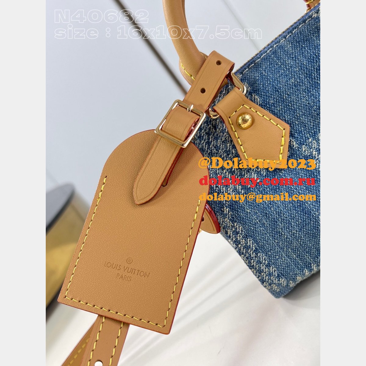 Louis Vuitton Inspired N40682 Nano Speedy Damier Denim 3D Blue Denim