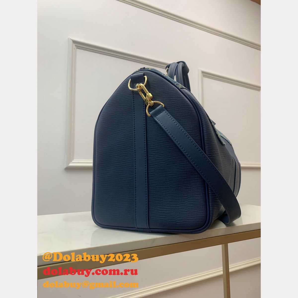 Replicas Shop Louis Vuitton 2022 Keepall Bandoulière 50 Other Leathers M45975 Blue