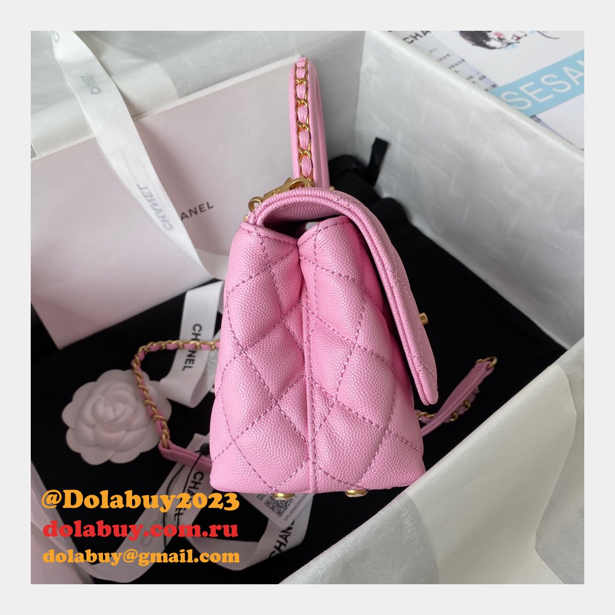 Replica Handle Matelasse 2Way AS2215 Shoulder Bag CAVIAR 19CM
