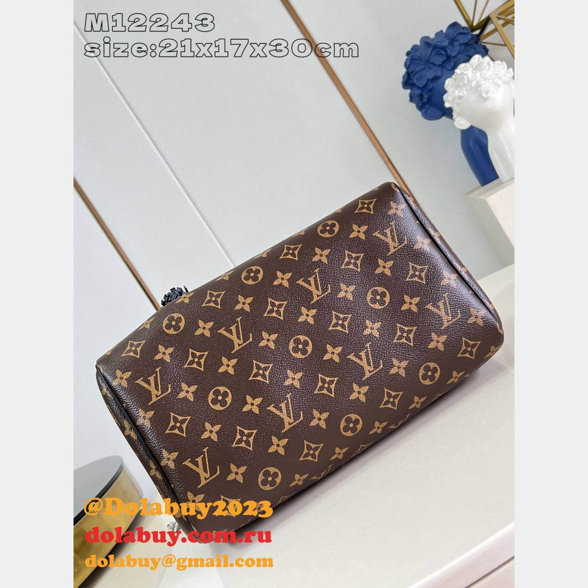 Louis Vuitton Luxury Copy M12243 Speedy Soft 30 Dark Monogram Bag