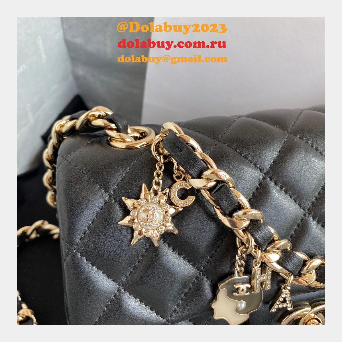 CC Replica Lambskin & Gold-Tone Metal AS2326 20cm Flap Bag