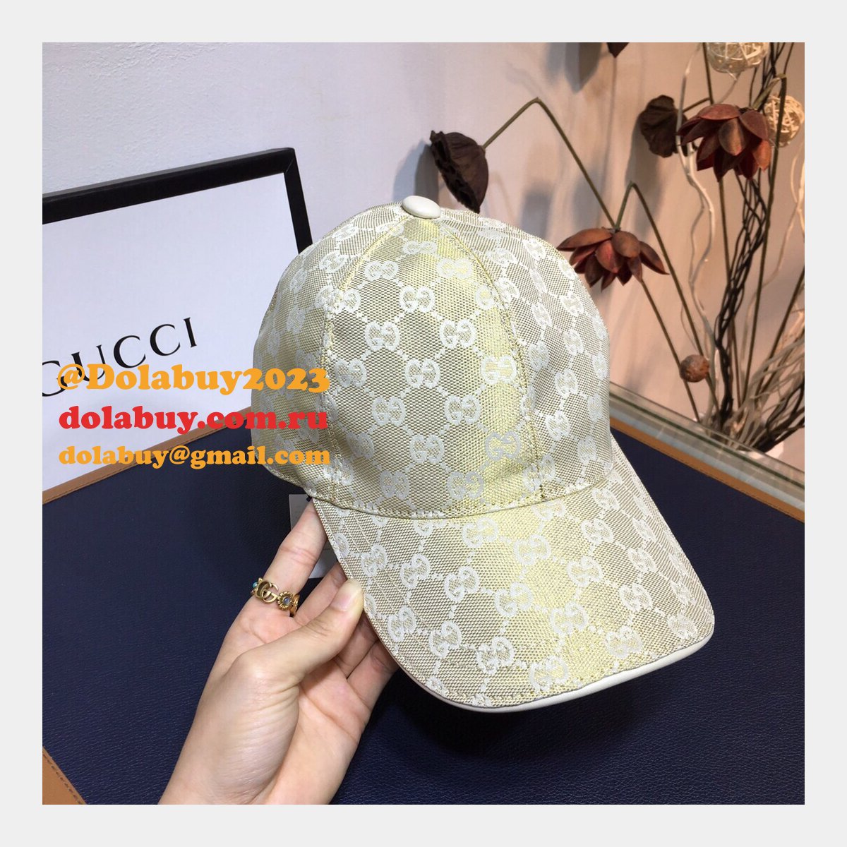 Replica Gucci Cowhide leather adjustment strap hats