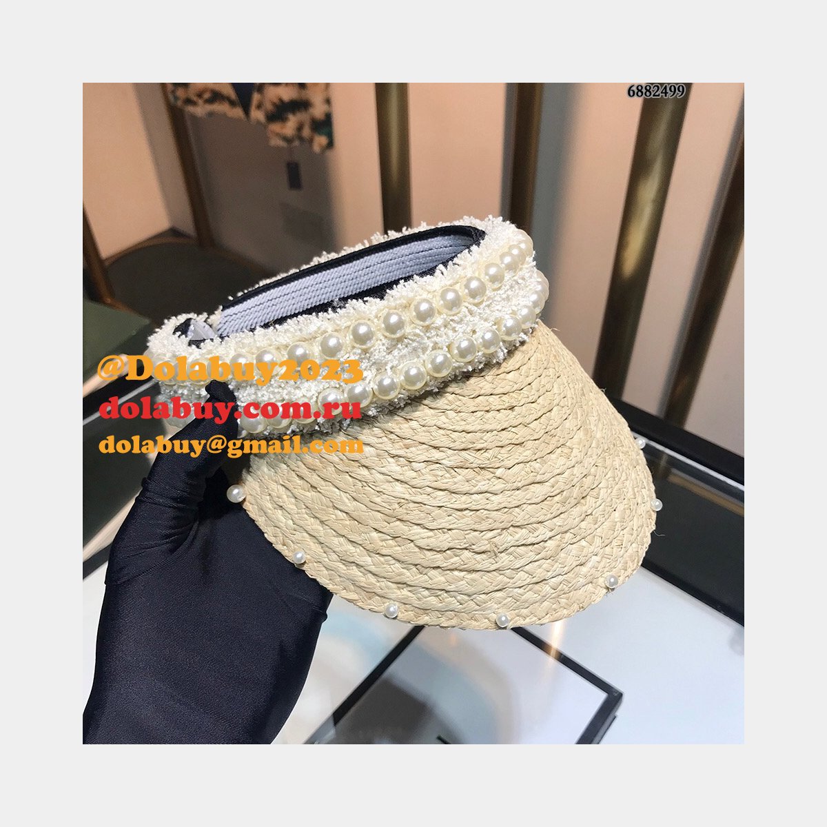 Best Christian Dior Natural raffia splicing sun Empty top hat