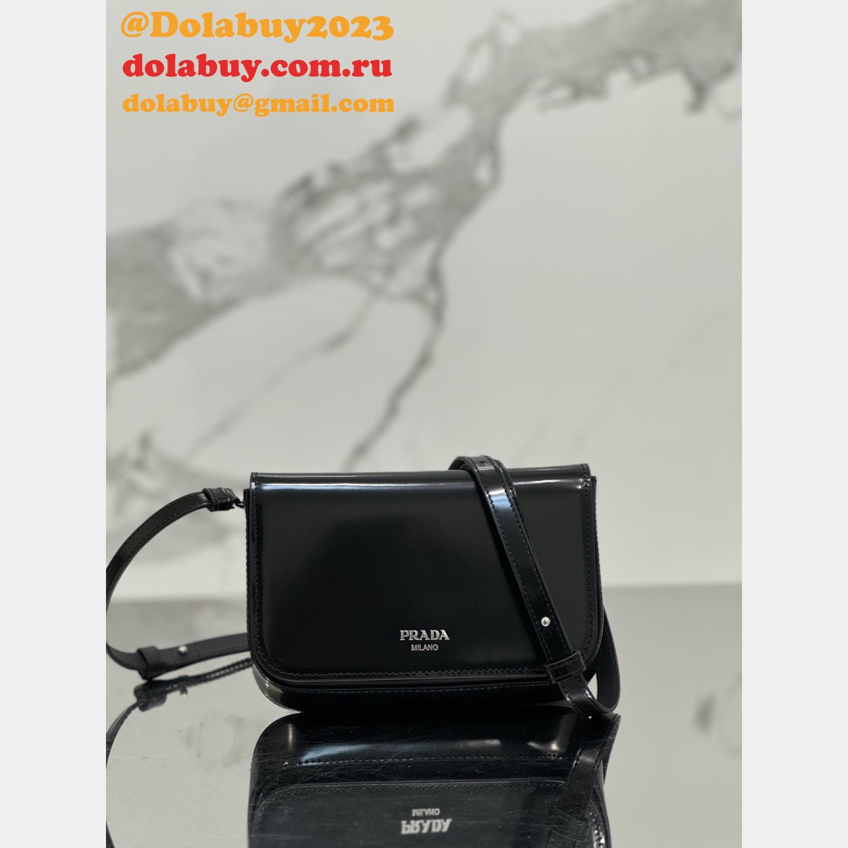 Black Brushed Shoulder Strap Prada 2VD061 Replica Designer Bag