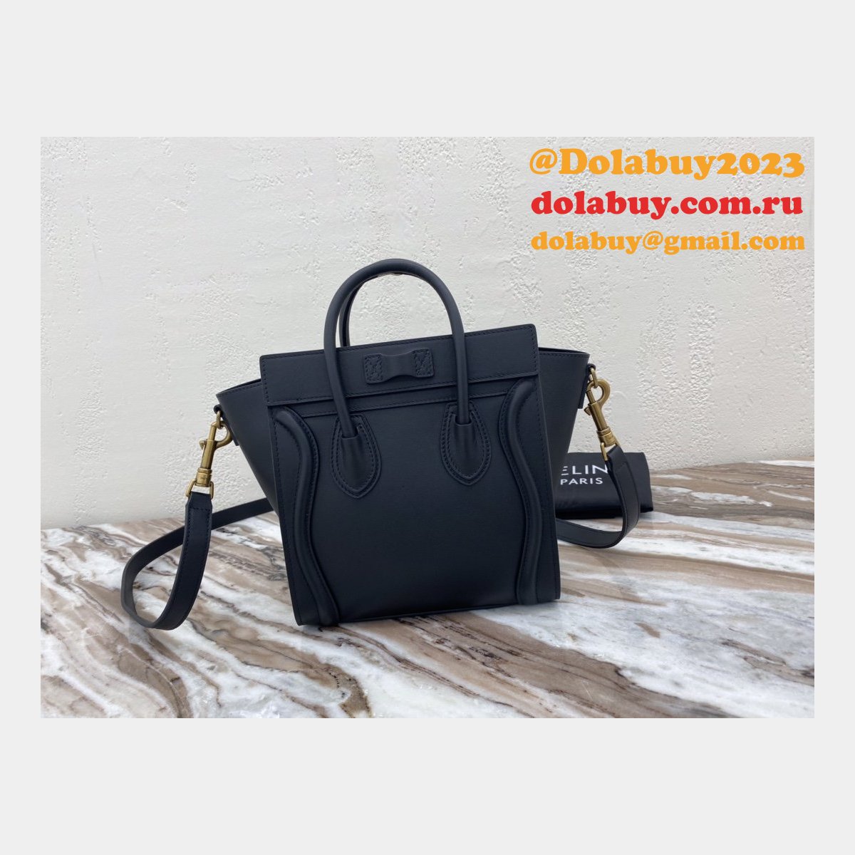 Celine Replica Navy blue Luggage plain calfskin portable