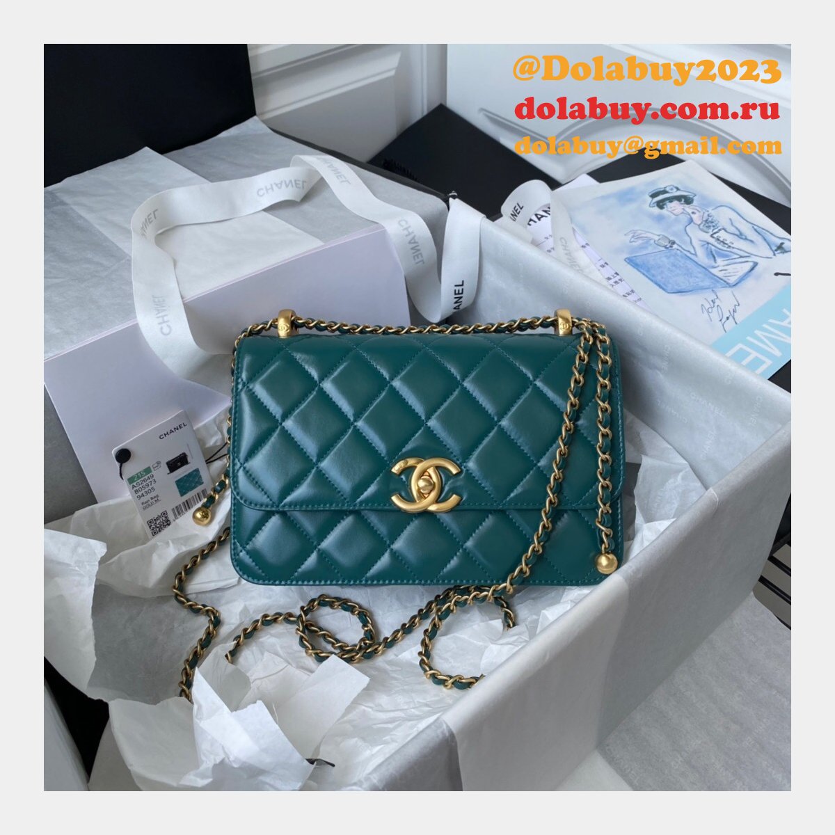 1:1 Replica AS2649 Calfskin & Gold-Tone Metal Flap Bag