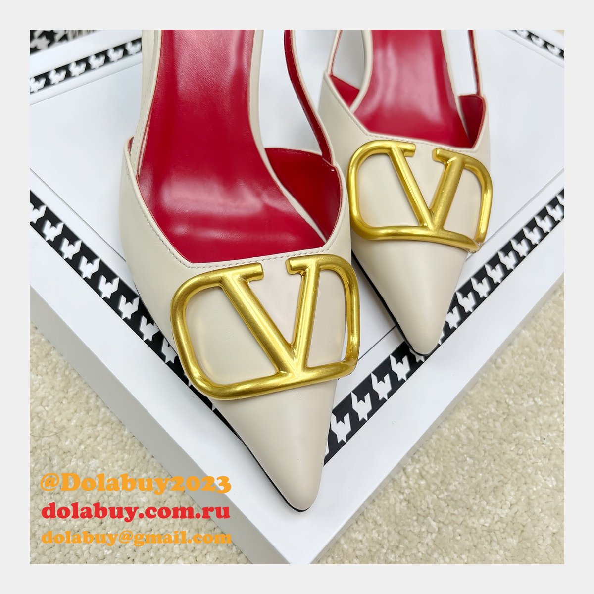 Valentino 1:1 Mirror Slingback Garavani Vlogo Pumps Fake Shoes