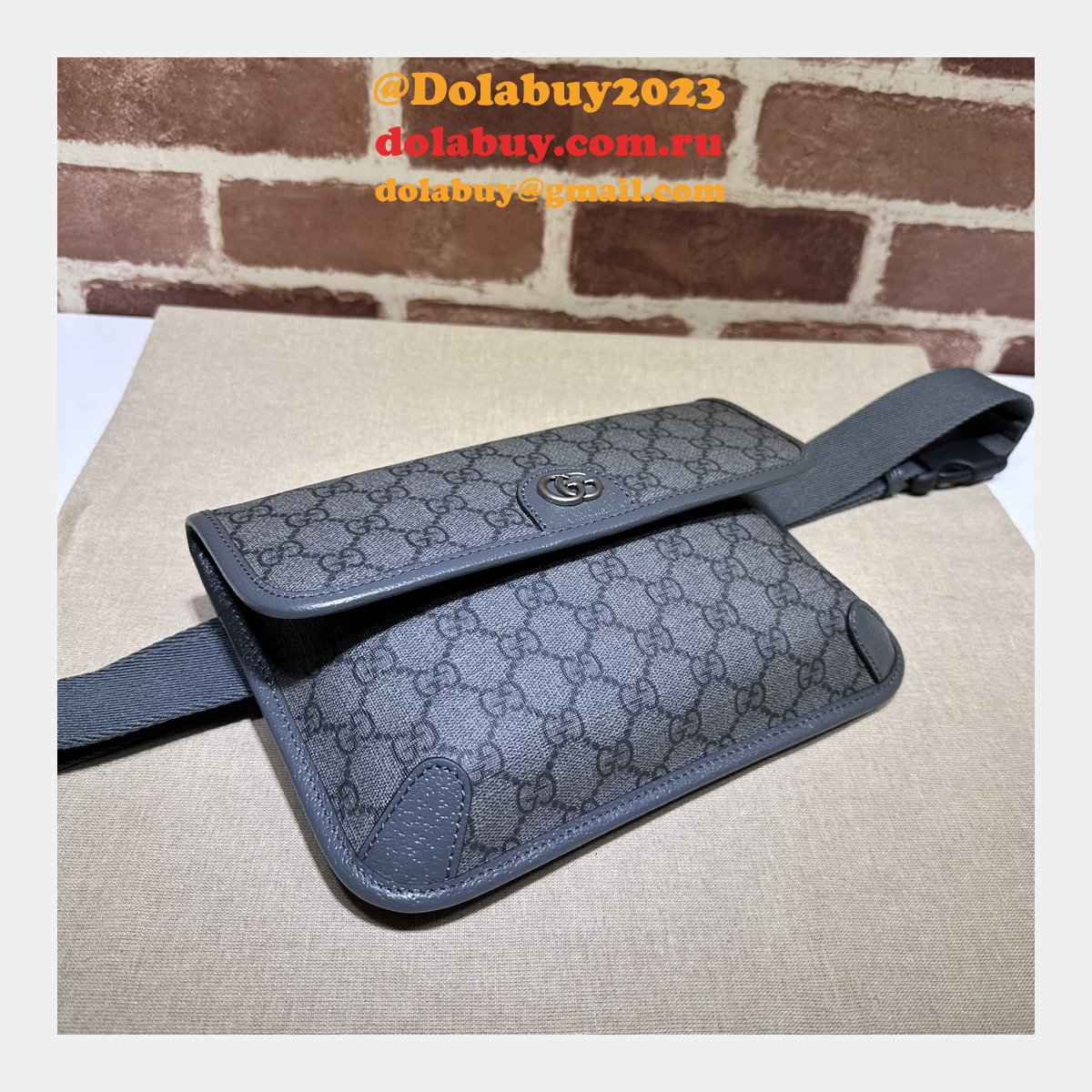 Ophidia GG Perfect Gucci 752597 Belt Ebony Supreme Replica Bag