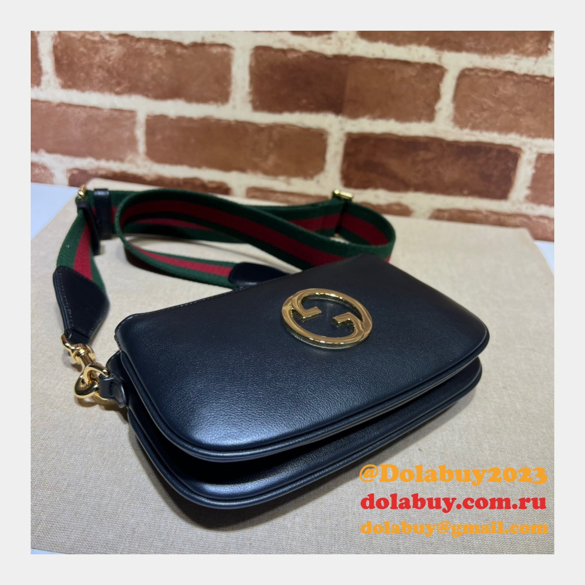 G*u*i 724599 blondie 1:1 mirror black 7 star bag