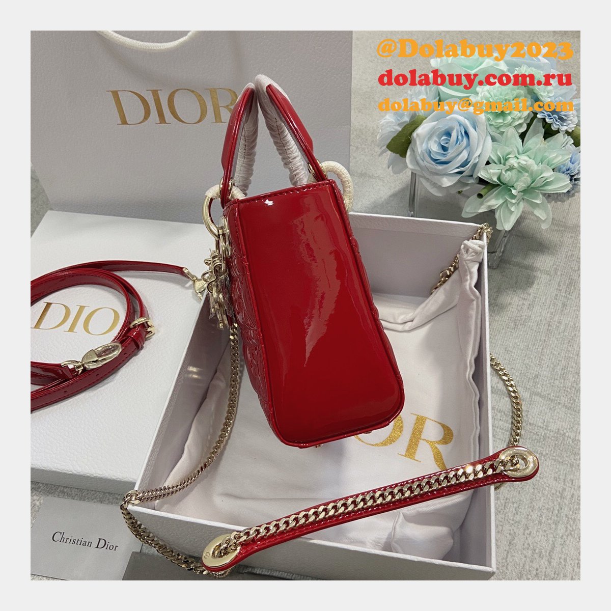High Quality Christian Dior Lady patent leather 17CM Bag mini