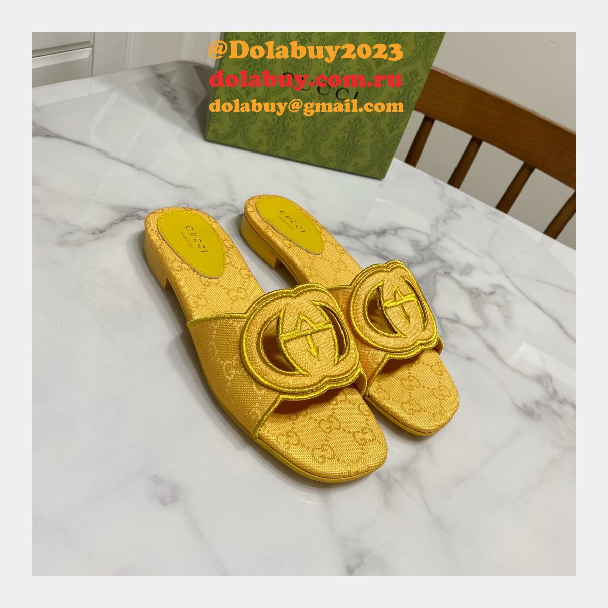 Top Quality GUCCI INTERLOCKING G CUT-OUT SANDAL FLAT