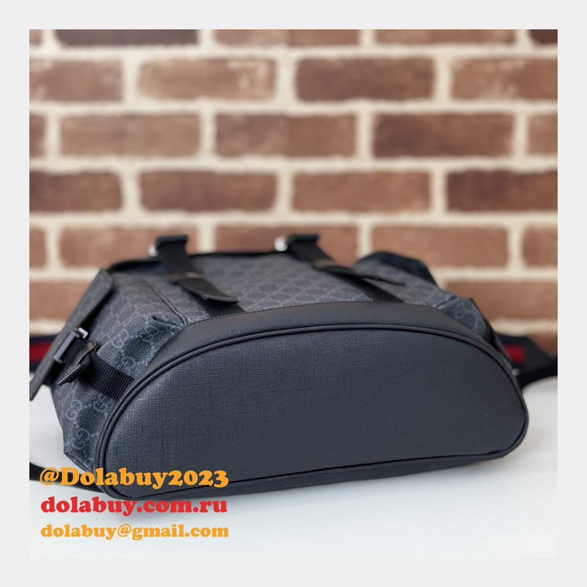 Gucci Men 792080 GG Designer Replicas Backpack In Black GG Supreme