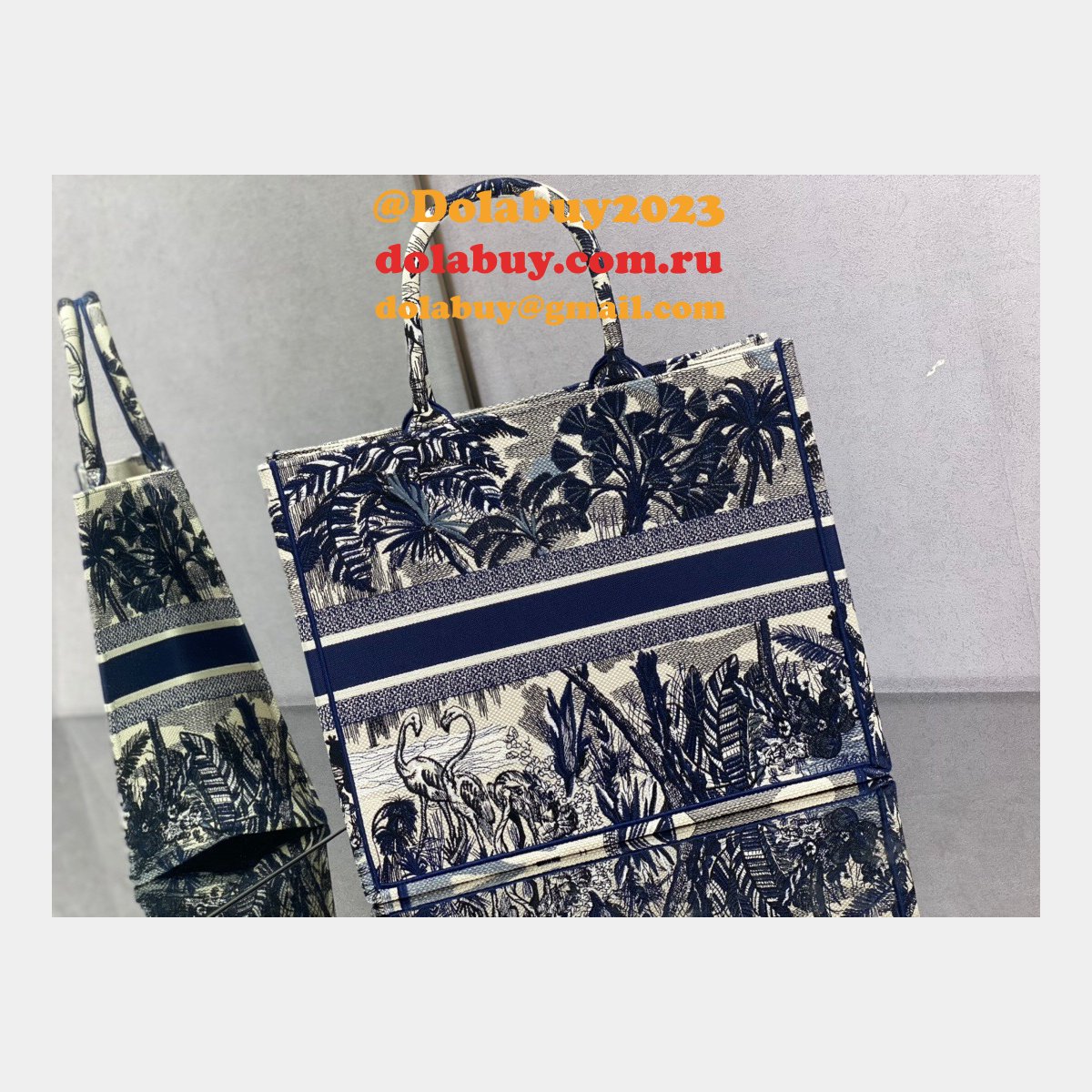 Dior CD Book Tote Top Quality Oblique Embroidery