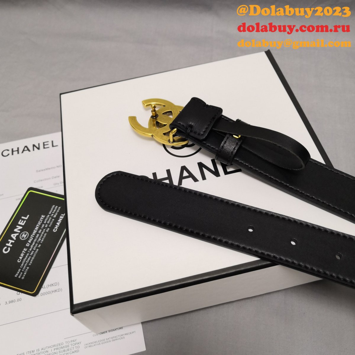 Fashion Replica CC Leather Belt With 3cm Black