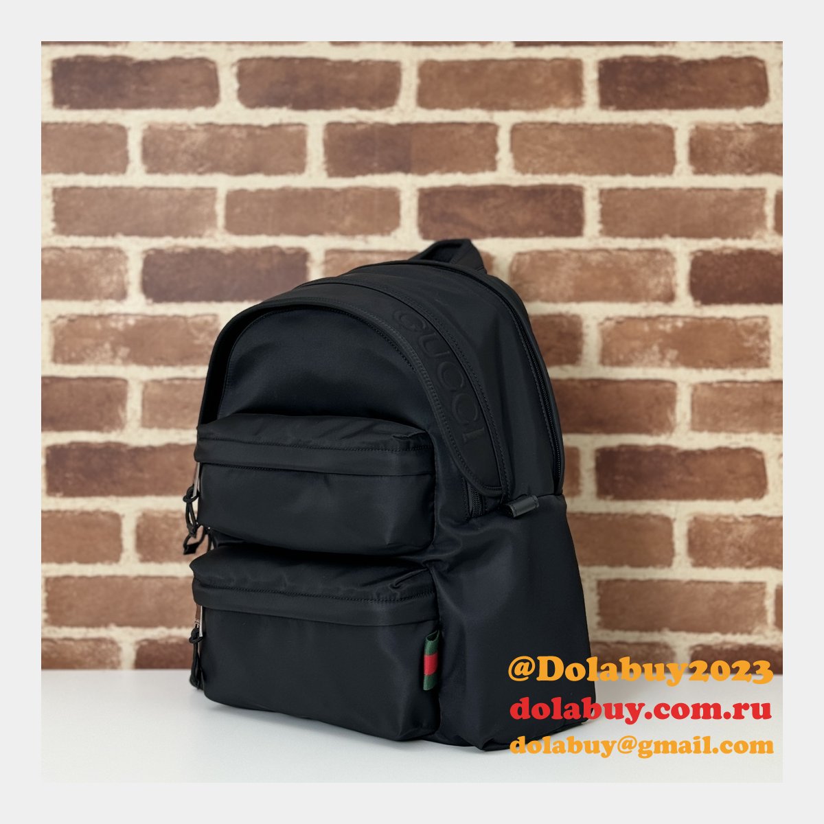 Medium Gucci Backpack Mens with GG Logo 800265 Black Replica Bags
