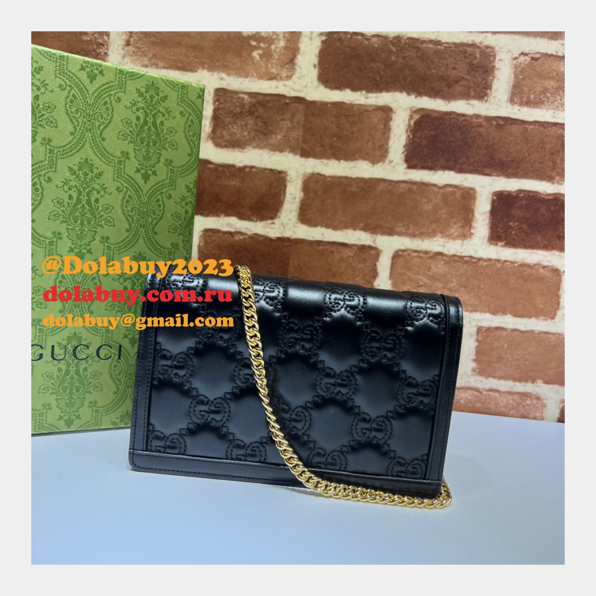 Gucci Our Replica Designer 723787 GG Matelassé Chain Wallet