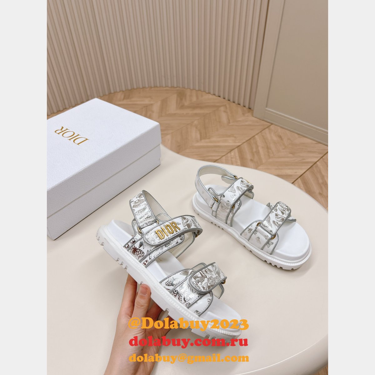 Cheap Fabric with Allover Butterfly Dioract Sandal