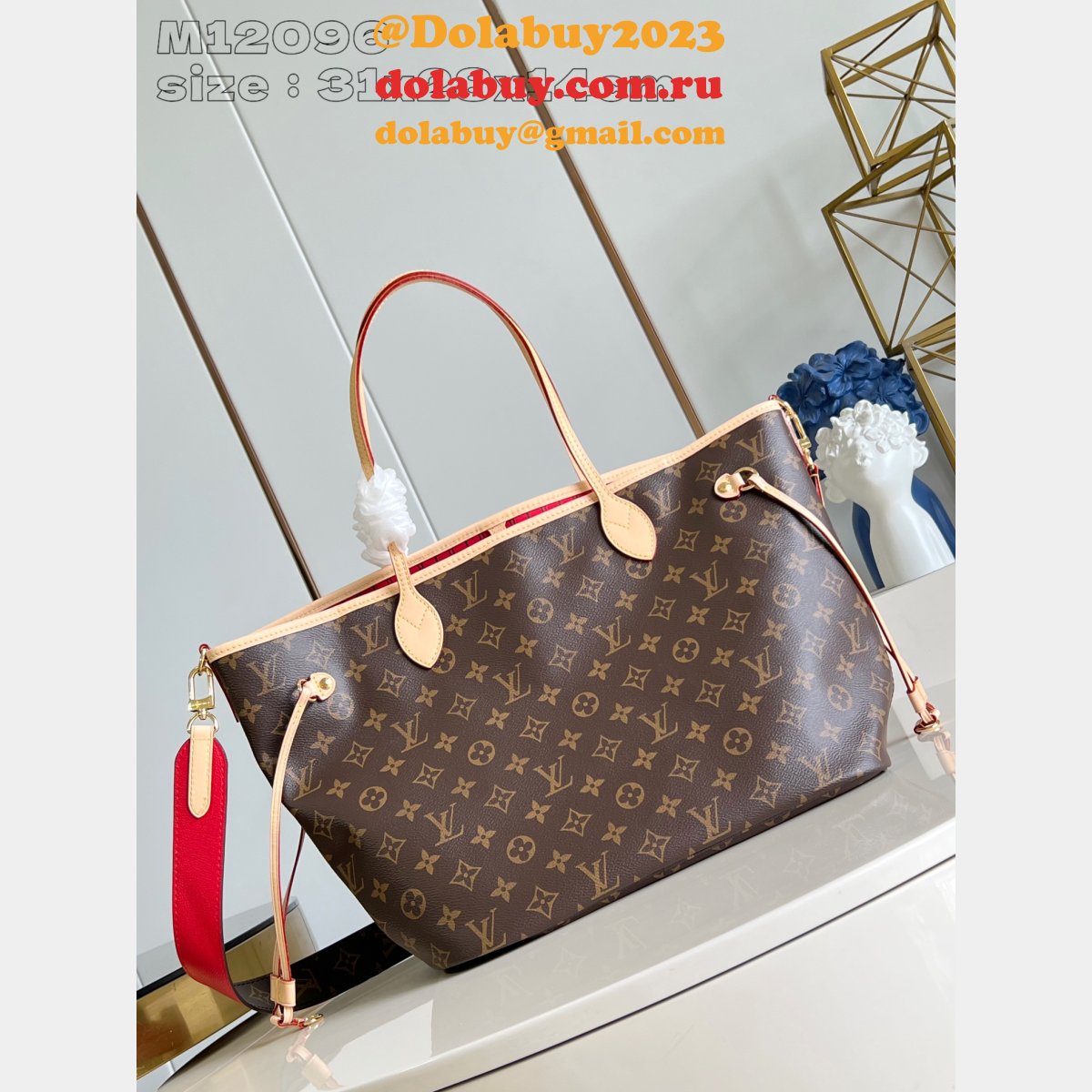 Replica Louis Vuitton Bolsa Neverfull Bandoulière Inside M12257/M12096 Bag