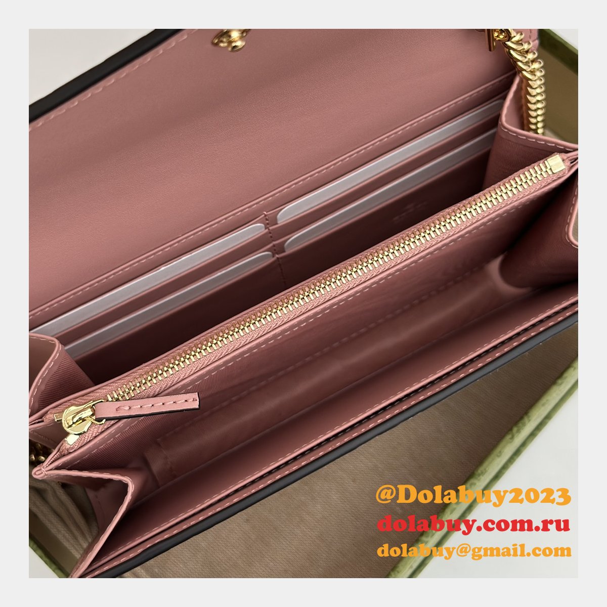 G*u*i copy gg leather chain wallet 1:1 mirror 781555 bag