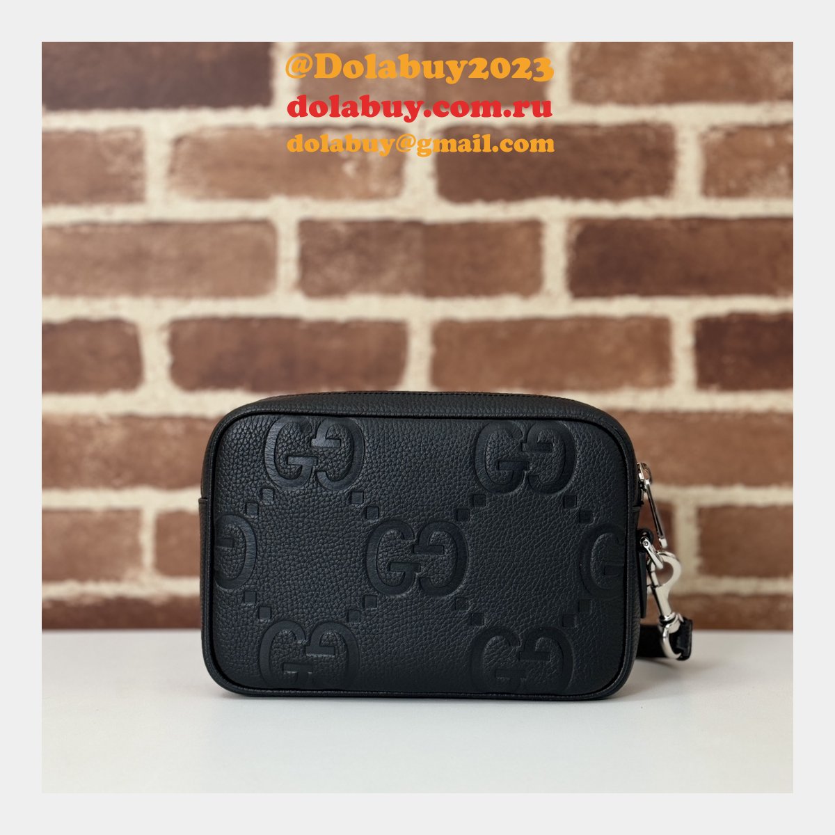 Gucci Replica 1:1 Mirror Jumbo GG Pouch 802148 Black Handbag