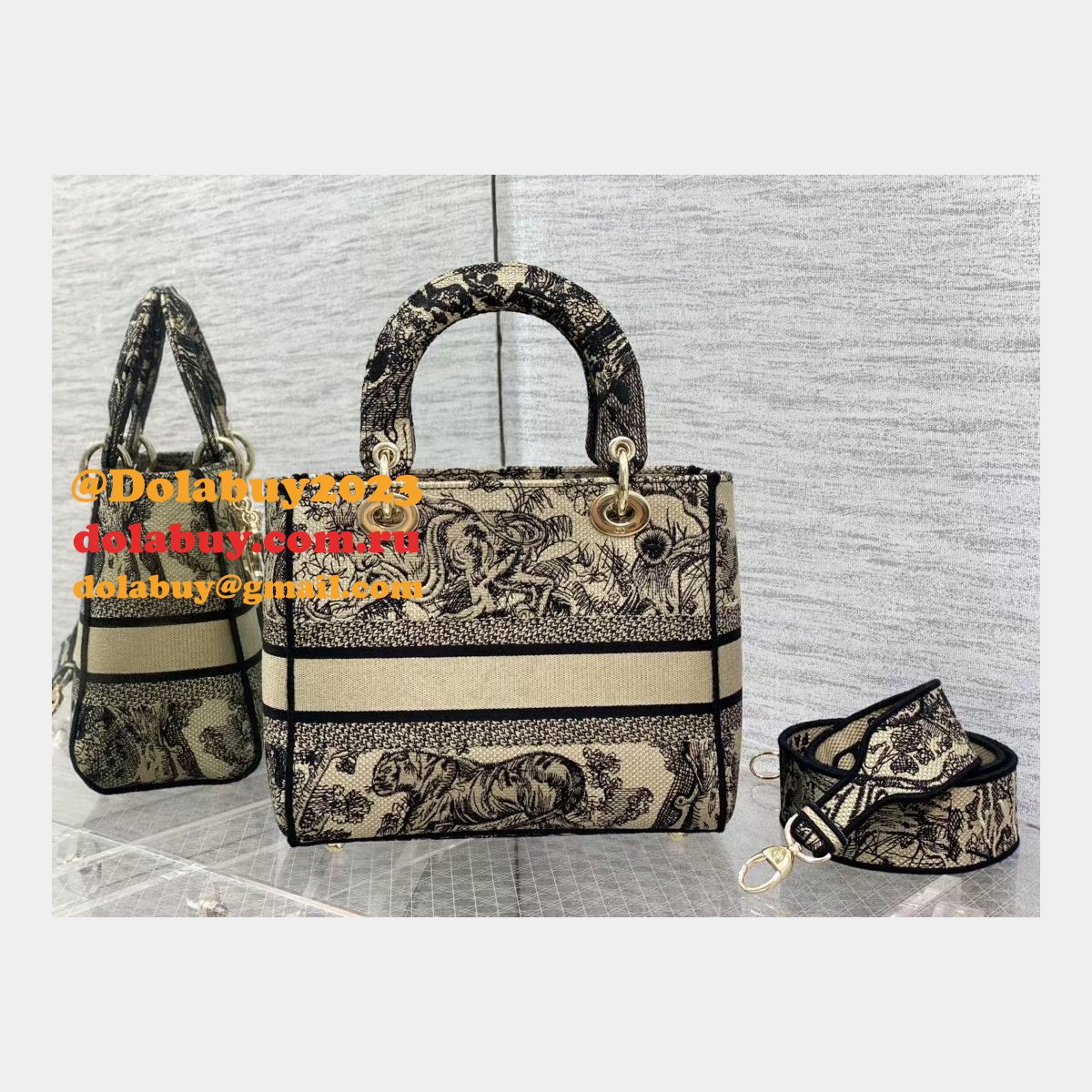 Wholesale Leather Lady Dior 24cm Replica Shoulder Handbag