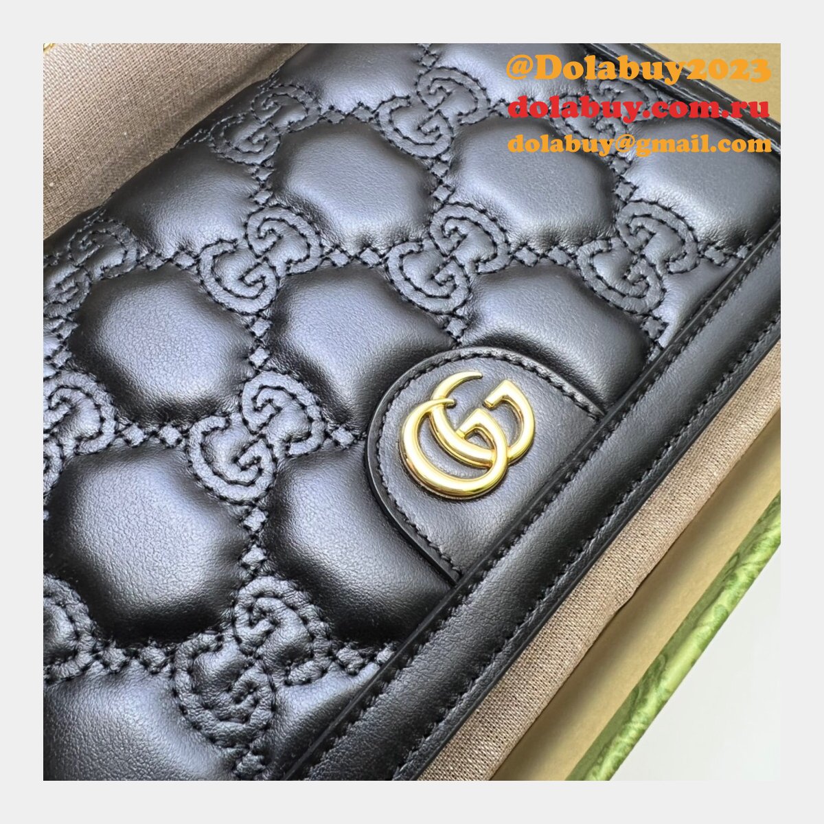 Gucci Our Replica Designer 723787 GG Matelassé Chain Wallet