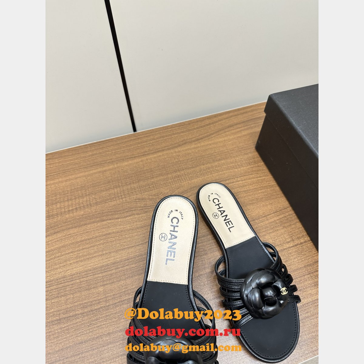 Perfect Pre-owned High End Replica Camellia Slide Flat Sandals Shoes