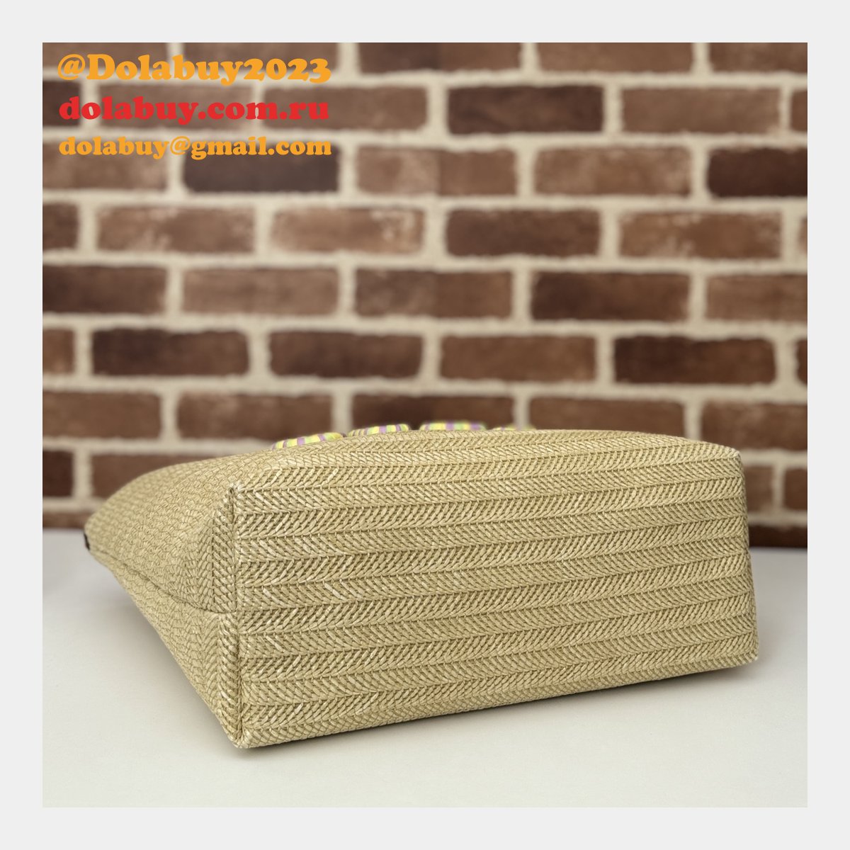 Gucci Duplicate Straw-effect Tote 779666 Beige Fabric Bag