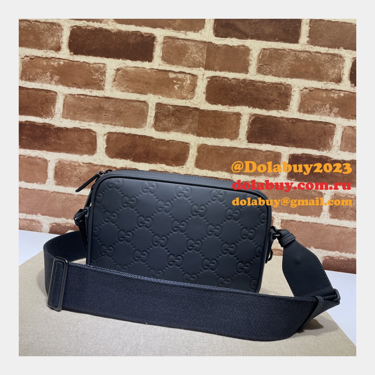 GG Crossbody Knockoff Gucci Rubber-effect 771293 Black Bag