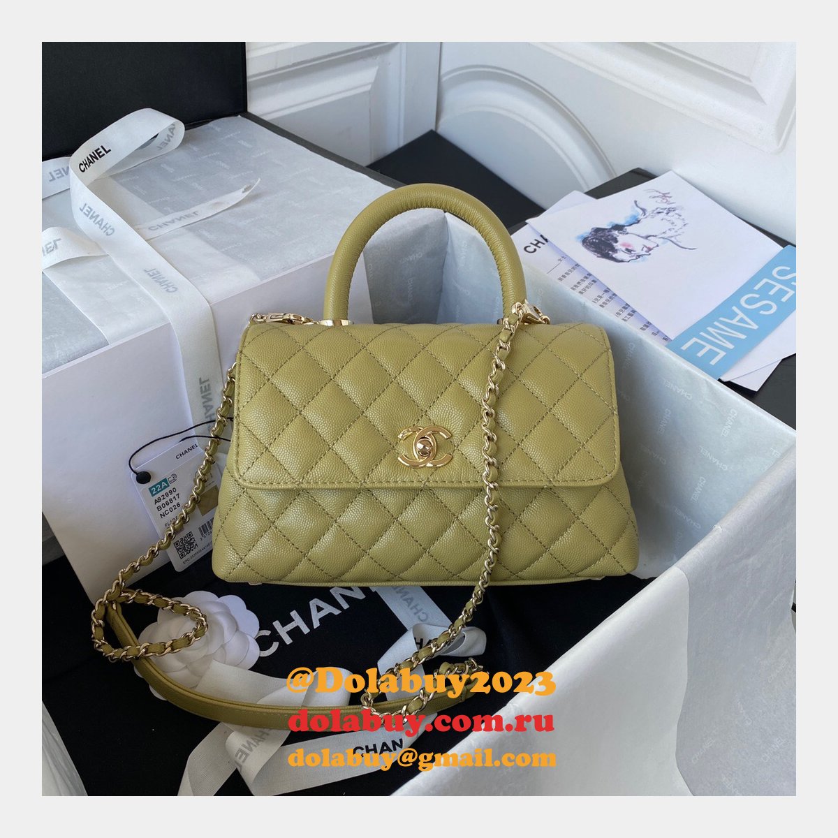 AAA+ CC Grained caviar leather bag A92990 23cm