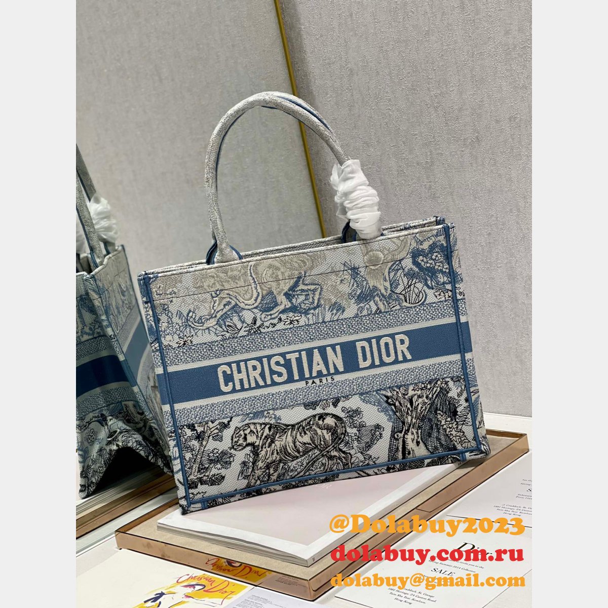 Replica Top Quality Dior Embroidered Book Tote Bag