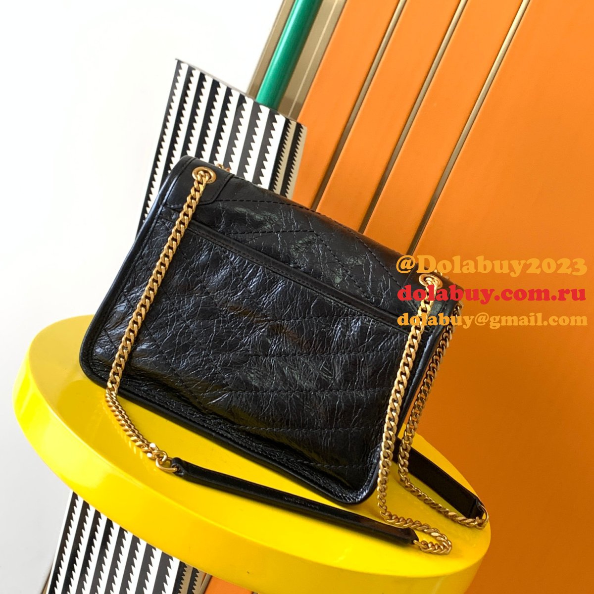 YSL Replica Niki 22cm crinkled vintage leather 533037