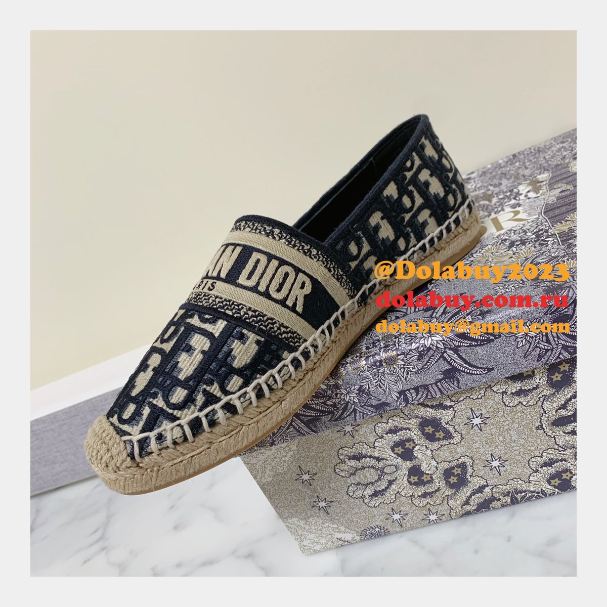 Dior Buy High Quality Monogram Embroidered Fisherman Replica Shoes