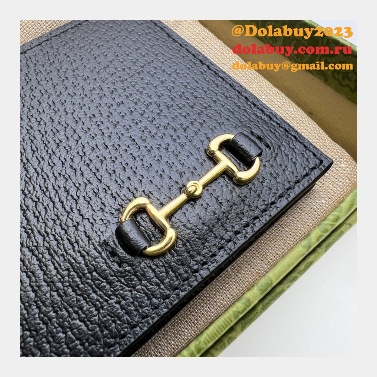 Gucci Fake 708554/700464 wallet Folio Horsebit black Designer Bag