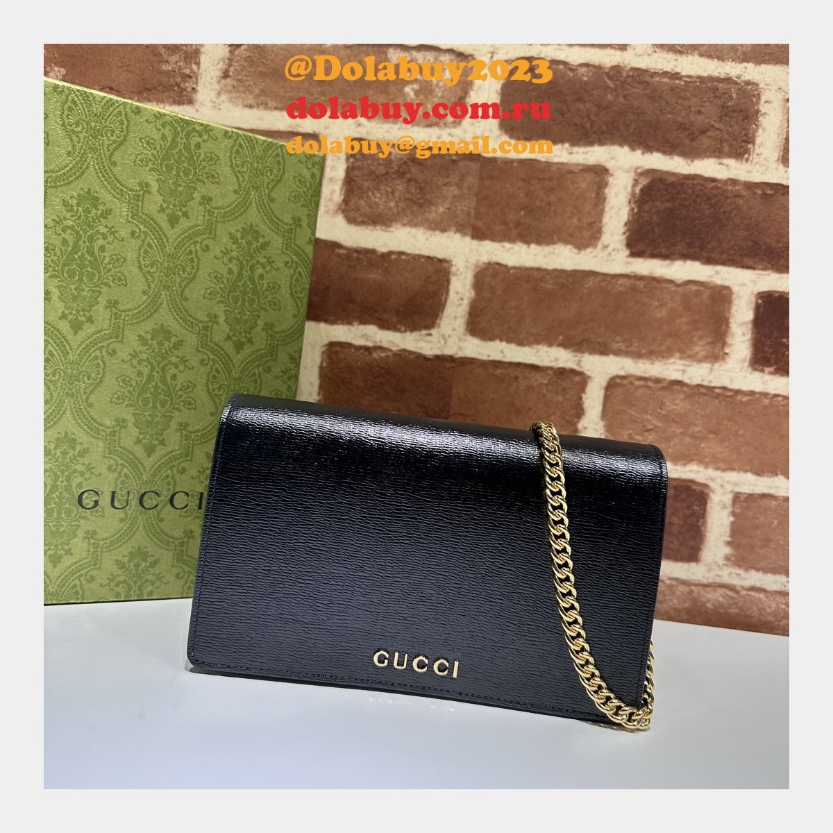 Chain Wallet Inspired Gucci Script 772643 Knockoff Bag