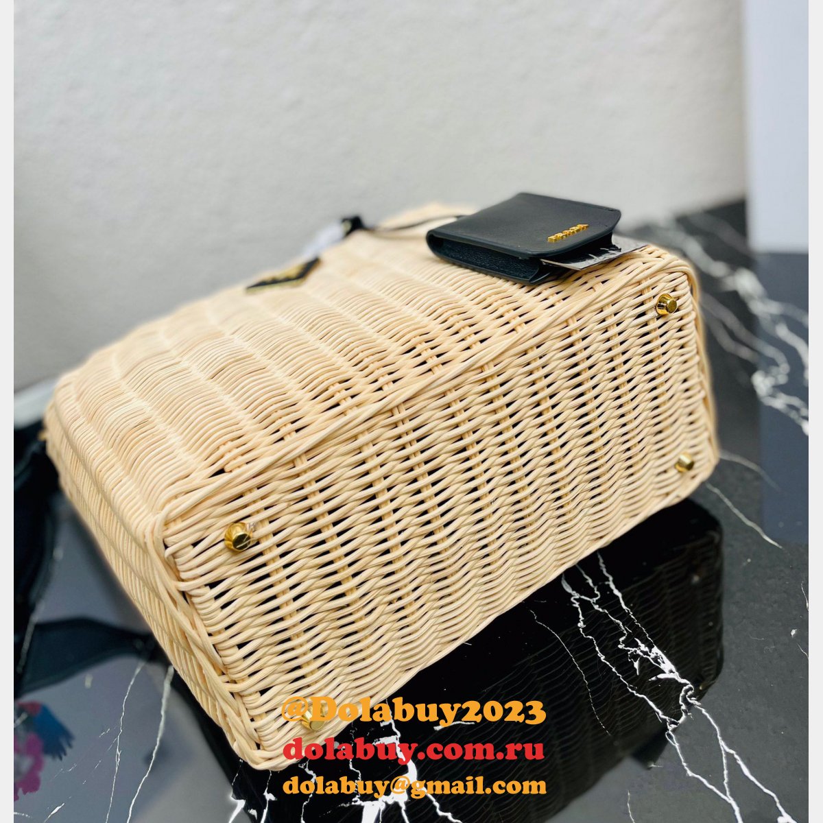 Top Quality Best prada Wicker and canvas tote bag